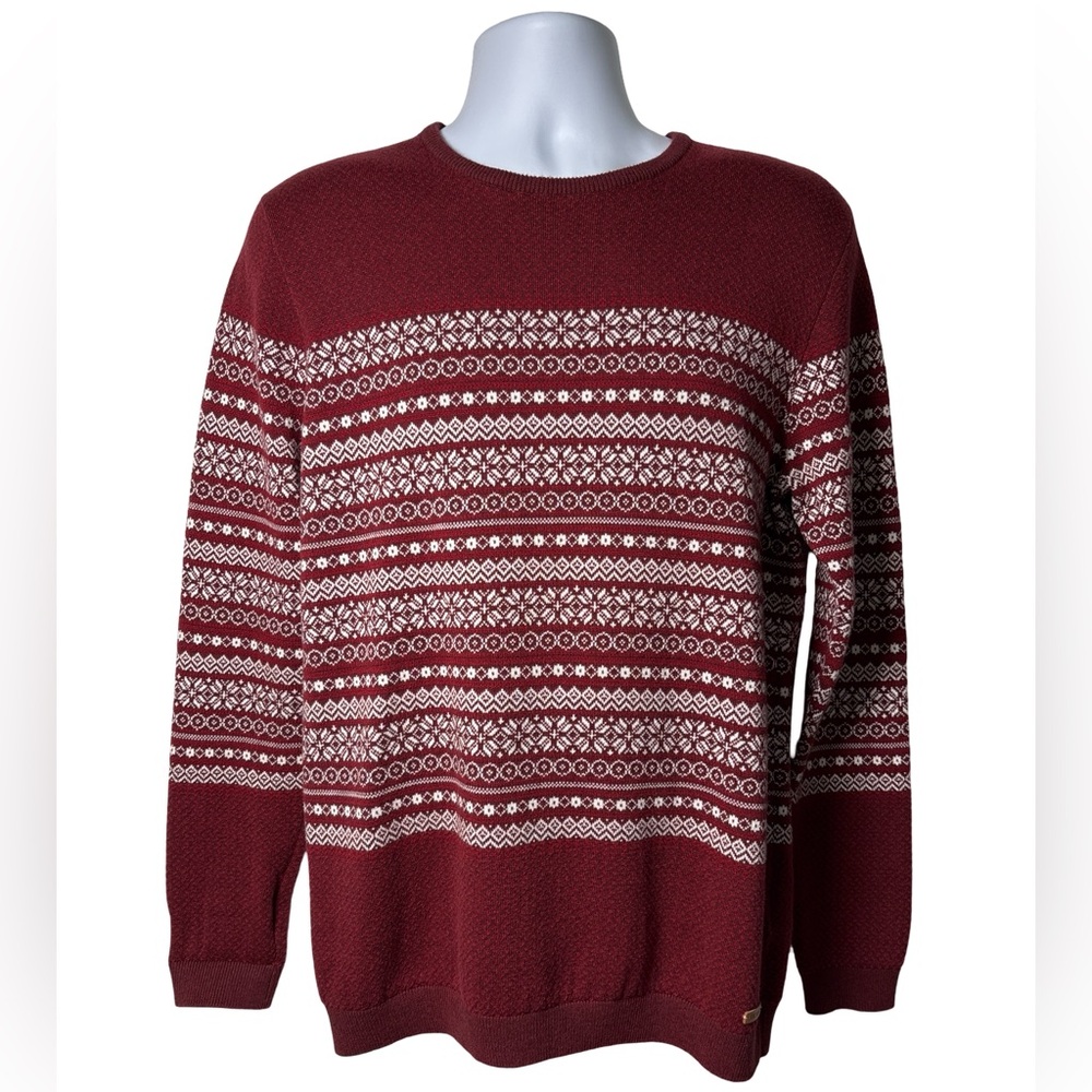 edc by Esprit Men's Pullover Sweater Maroon Long Sleeve Crew Neck Cotton SZ L
